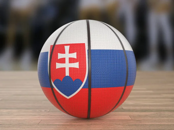 Basketball Ball Slovakia Flag Wooden Floor Illustration — 스톡 사진