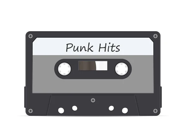 Cassette Tape Punk Hits White Background Vector Illustration — Stok Vektör