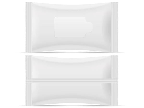 Pacchetto Salviette Bagnate Impostato Uno Sfondo Bianco Illustrazione Vettoriale — Vettoriale Stock