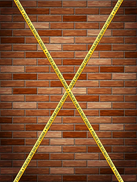 Police Line Tape Bricks Background Vector Illustration — Vettoriale Stock