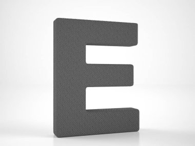 Knitted letter E on a white background. 3d illustration.