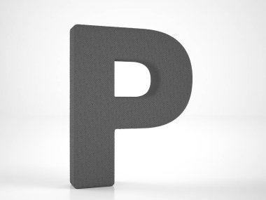 Knitted letter P on a white background. 3d illustration.