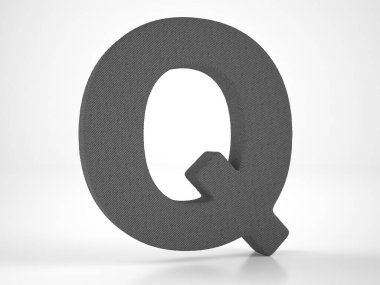 Knitted letter Q on a white background. 3d illustration.