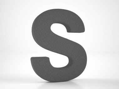 Knitted letter S on a white background. 3d illustration.