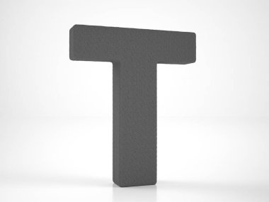 Knitted letter T on a white background. 3d illustration.