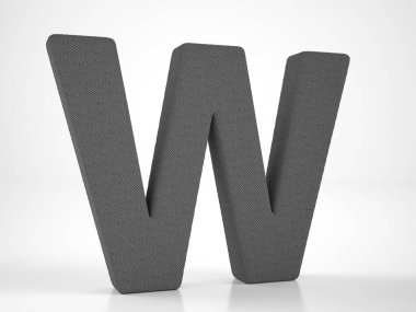 Knitted letter W on a white background. 3d illustration.