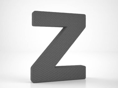 Knitted letter Z on a white background. 3d illustration.
