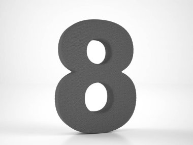 Knitted number eight on a white background. 3d illustration.