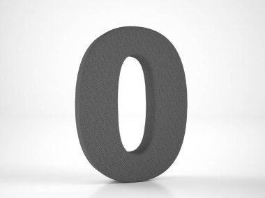 Knitted number zero on a white background. 3d illustration.