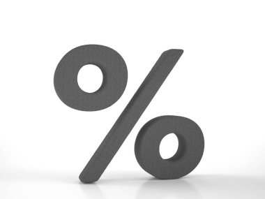 Knitted percentage symbol on a white background. 3d illustration.