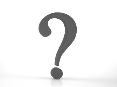 Knitted question symbol on a white background. 3d illustration.