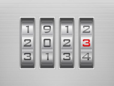 Combination lock new 2023 . Vector illustration.