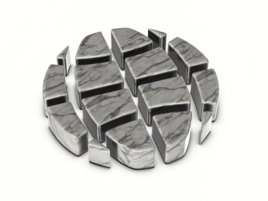 Beyaz arka planda mermer küre sembolü. 3d illüstrasyon.