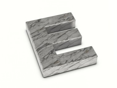 Beyaz arka planda E harfi var. 3d illüstrasyon.