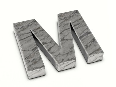 Beyaz arkaplanda M harfi var. 3d illüstrasyon.