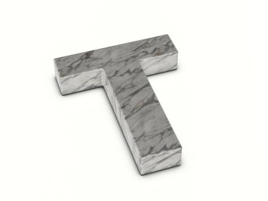 Beyaz arkaplandaki mermer T harfi. 3d illüstrasyon.