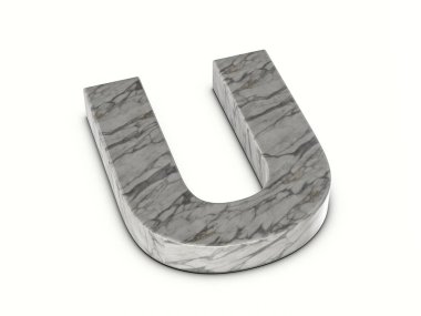 Beyaz arka planda U harfi var. 3d illüstrasyon.