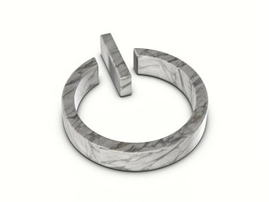 Beyaz arka planda mermer bir güç sembolü. 3d illüstrasyon.