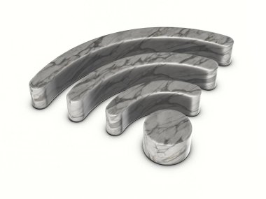 Beyaz arka planda mermer kablosuz ağ sembolü. 3d illüstrasyon.