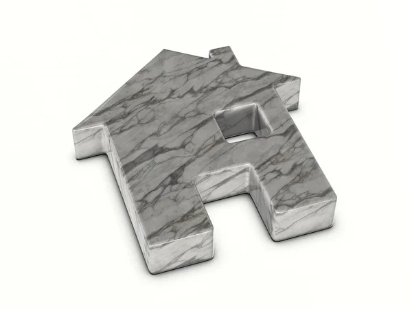 白い背景に大理石の家のシンボル 3Dイラスト — ストック写真