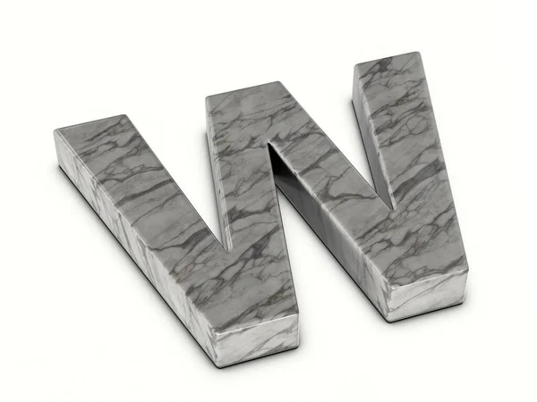 白い背景に大理石の文字W 3Dイラスト — ストック写真