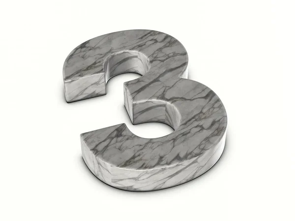 白い背景に大理石の数3 3Dイラスト — ストック写真