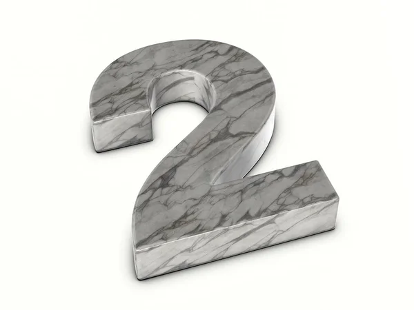 Marble Number Two White Background Illustration — Stock Photo, Image