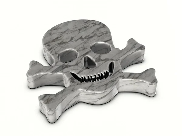 Marble Skull Symbol White Background Illustration — Stock Photo, Image