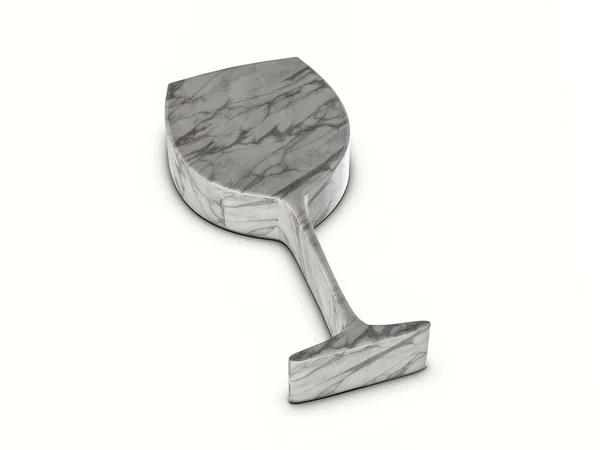 Marmor Weinglas Symbol Auf Weißem Hintergrund Illustration — Stockfoto
