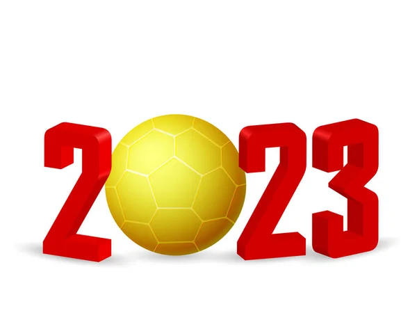 Beyaz Arka Planda Yeni 2023 Hentbol Topu Vektör Illüstrasyonu — Stok Vektör