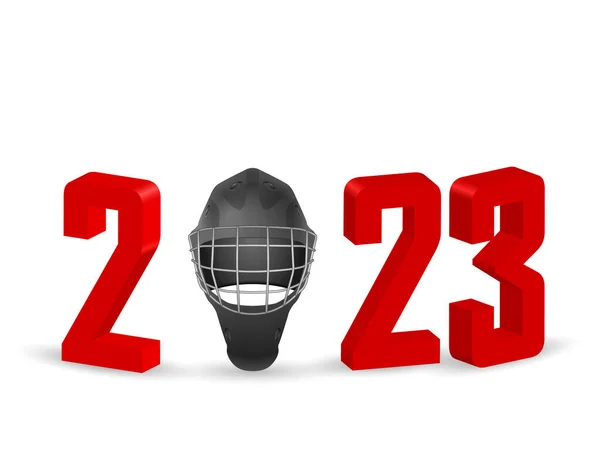Nuevo Hockey 2023 Sobre Fondo Blanco Ilustración Vectorial — Vector de stock