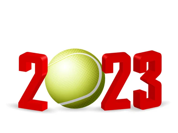 Νέο 2023 Τένις Λευκό Φόντο Εικονογράφηση Διανύσματος — Διανυσματικό Αρχείο