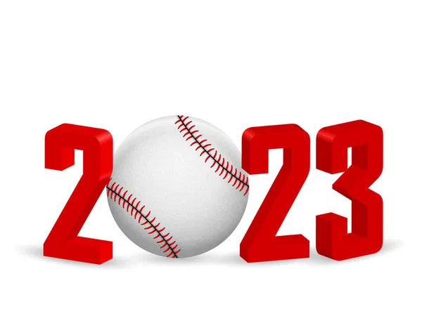 Nový 2023 Baseball Bílém Pozadí Vektorová Ilustrace — Stockový vektor