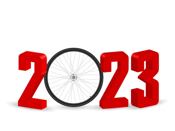 Νέο 2023 Ποδηλασία Λευκό Φόντο Εικονογράφηση Διανύσματος — Διανυσματικό Αρχείο