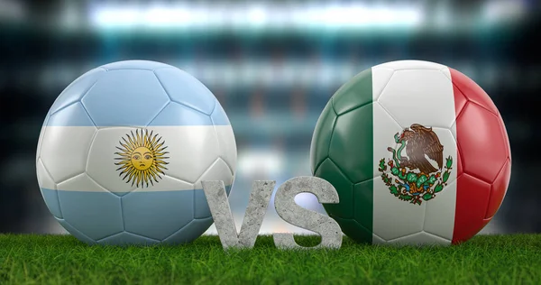 Qatar 2022 Copa Mundial Fútbol Grupo Argentina México Ilustración — Foto de Stock