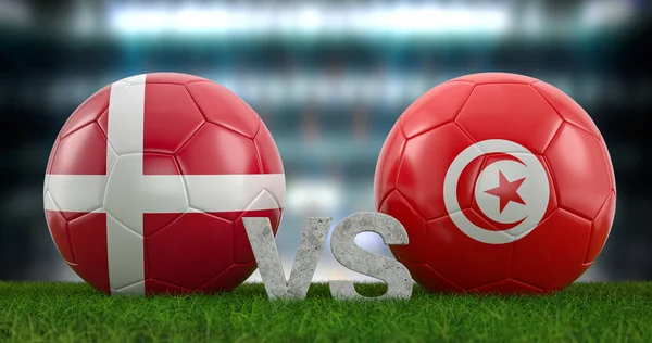 カタール2022サッカーワールドカップグループDデンマーク対チュニジア 3Dイラスト — ストック写真
