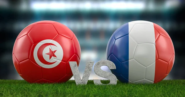 カタール2022サッカーワールドカップグループDチュニジア対フランス 3Dイラスト — ストック写真