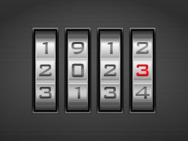 Combination lock new 2023 . Vector illustration.