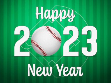 Yeni 2023 beyzbol sahası geçmişin kutlu olsun. Vektör illüstrasyonu.