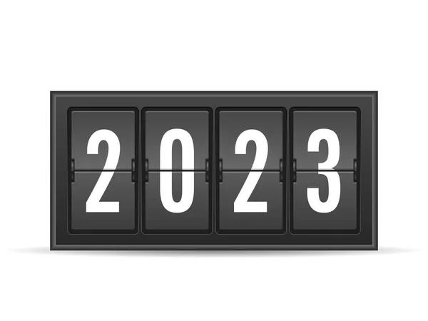 Voltear Reloj Nuevo 2023 Sobre Fondo Blanco Ilustración Vectorial — Vector de stock
