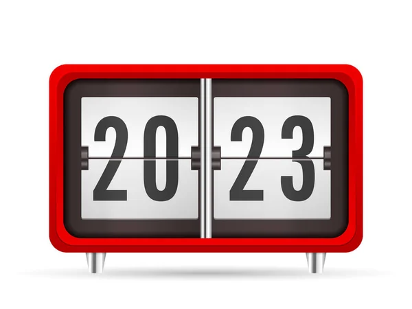 Flip Ρολόι Νέο 2023 Λευκό Φόντο Εικονογράφηση Διανύσματος — Διανυσματικό Αρχείο