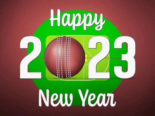Mutlu Yeni 2023 Kriket Sahası Geçmişi Vektör Illüstrasyonu — Stok Vektör