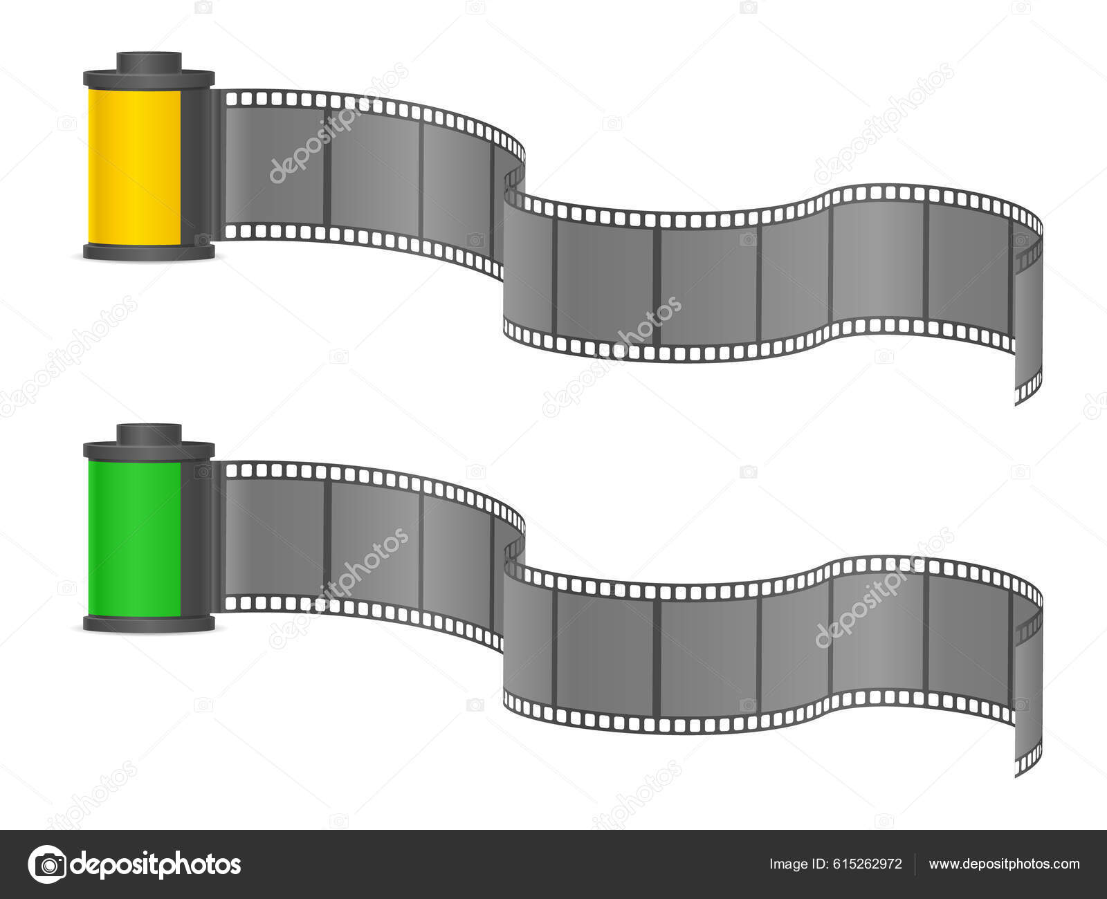 Camera Photo Film Container Set White Background Vector