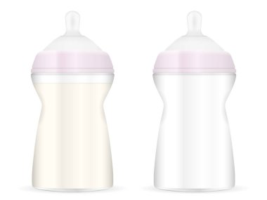 Beyaz arka planda beslenme şişesi. Vektör illüstrasyonu.