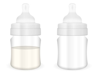 Beyaz arka planda beslenme şişesi. Vektör illüstrasyonu.