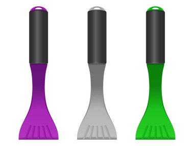 Beyaz zemin üzerinde buz kazıyıcı seti. Vektör illüstrasyonu.