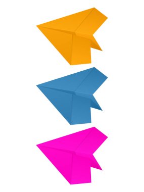 Beyaz arka planda kağıt uçak. Vektör illüstrasyonu.