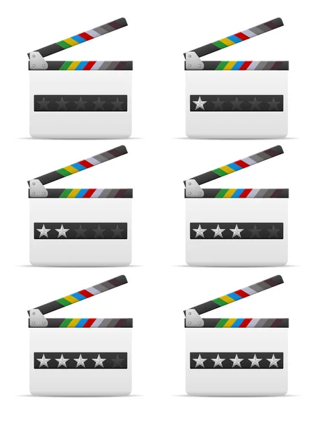 Clapperboard Rating Set White Background Vector Illustration — Archivo Imágenes Vectoriales