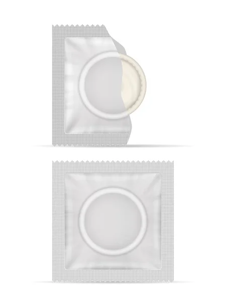 Balení Kondomů Nastaveno Bílém Pozadí Vektorová Ilustrace — Stockový vektor