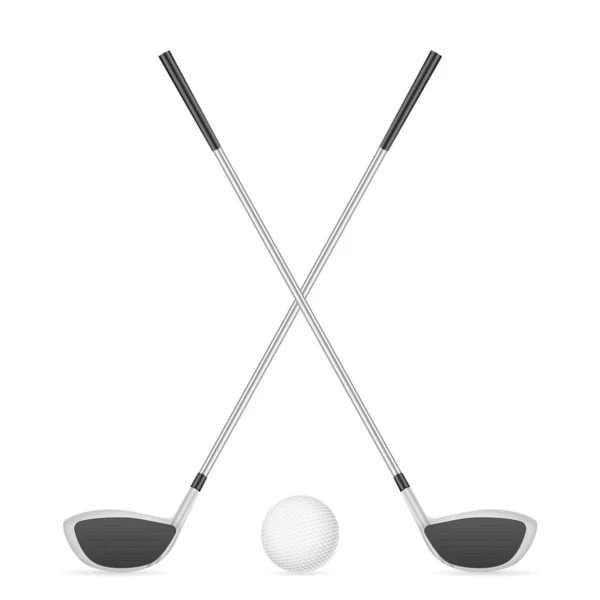 Palos Golf Pelota Sobre Fondo Blanco Ilustración Vectorial — Archivo Imágenes Vectoriales